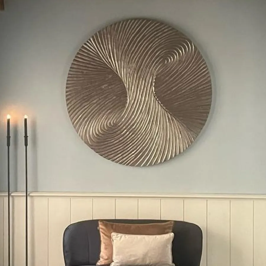 PTMD Wandornament Wiktor bruin MDF rond swirl carved S Best