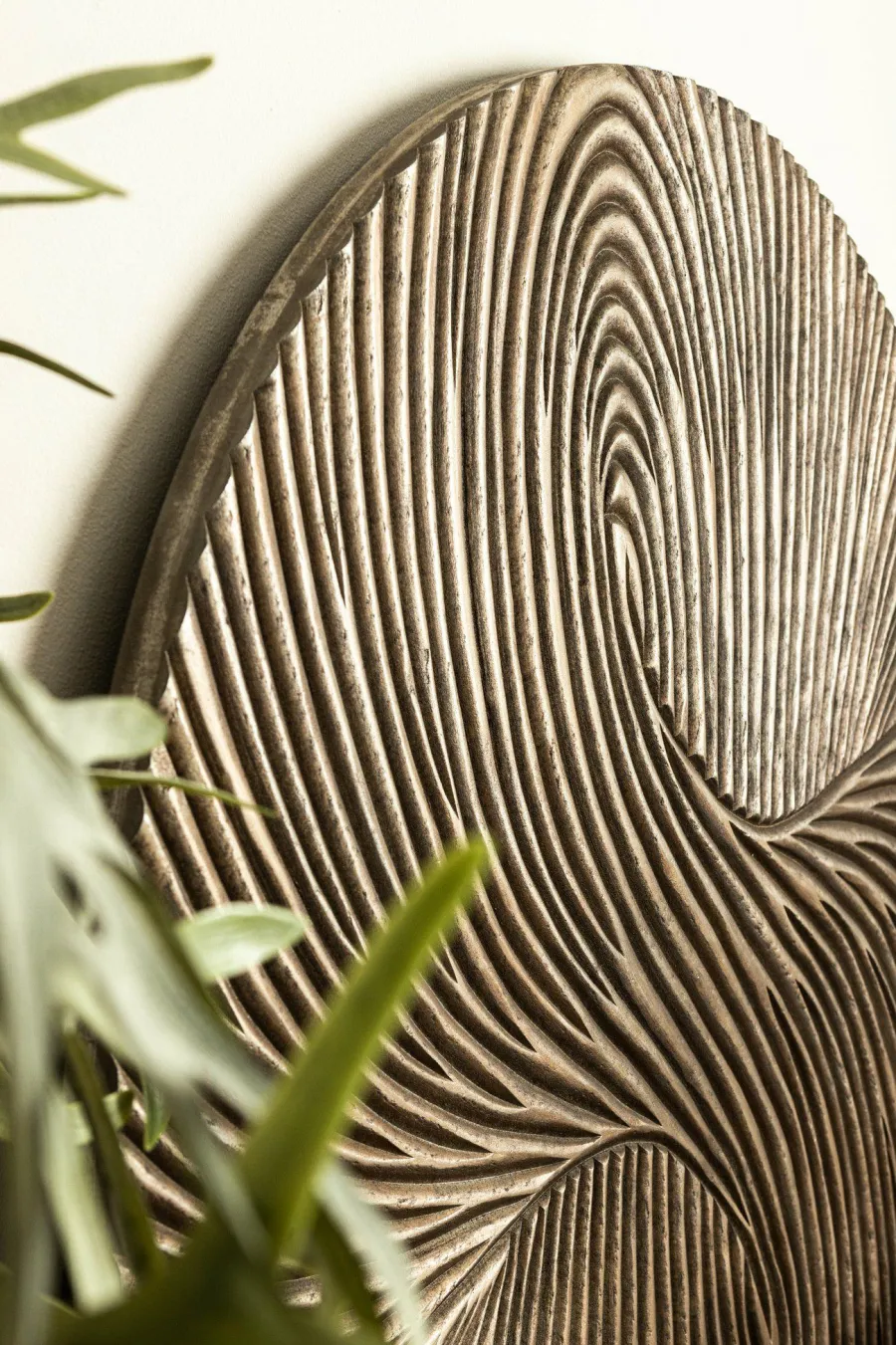 PTMD Wandornament Wiktor bruin MDF rond swirl carved S Best