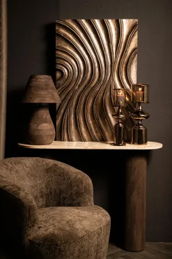 PTMD Wandpaneel Reddie Bruin glanzend MDF golvend S Outlet