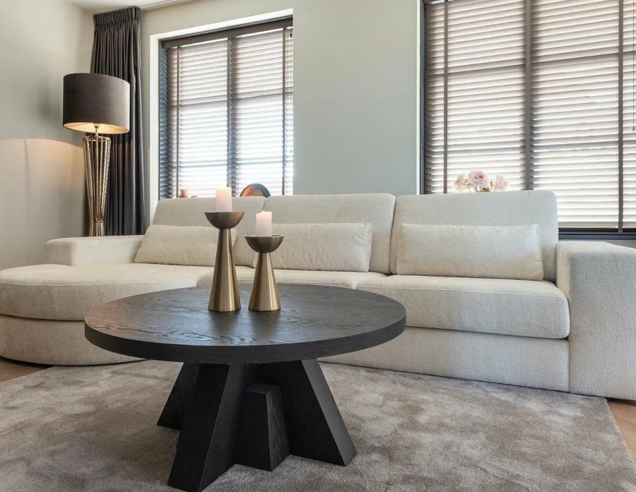 Richmond Interiors Bank Felix lounge links rond + 2.5 zitter white chenille (Bergen 900 white chenille) Online