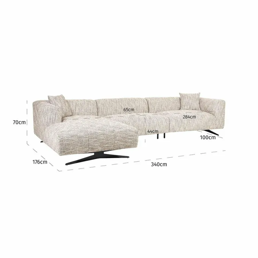 Richmond Interiors Bank Hoxton 3-zits + lounge links Be Trendy 01 Nature Best