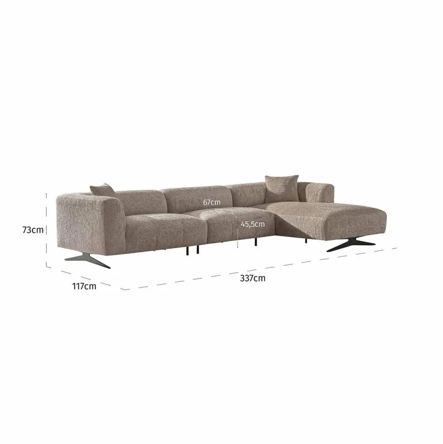 Richmond Interiors Bank Hoxton 3-zits + lounge rechts Be Lovely 170 Beige Clearance