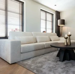 Richmond Interiors Bank Felix 2.5 seats + lounge rechts rond white chenille (Bergen 900 white chenille) New