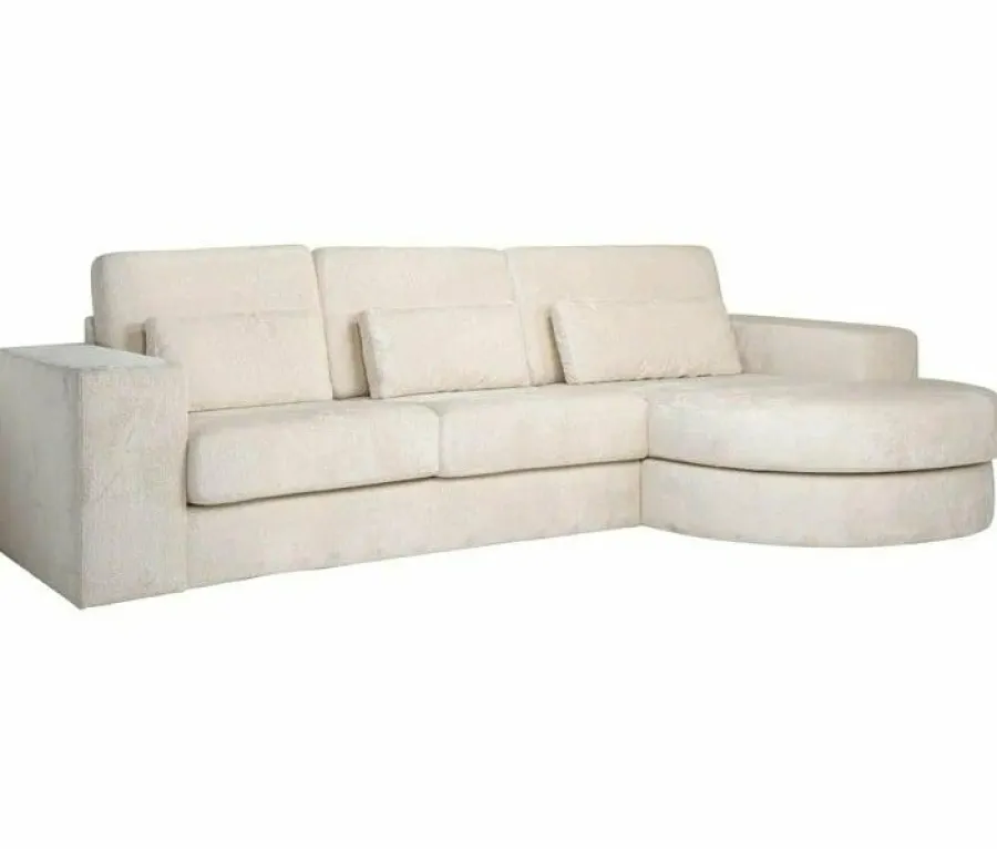 Richmond Interiors Bank Felix 2.5 seats + lounge rechts rond white chenille (Bergen 900 white chenille) New