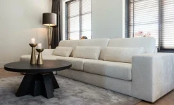 Richmond Interiors Bank Felix 2.5 seats + lounge rechts rond white chenille (Bergen 900 white chenille) New
