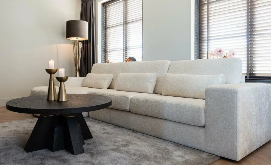 Richmond Interiors Bank Felix 2.5 seats + lounge rechts rond white chenille (Bergen 900 white chenille) New