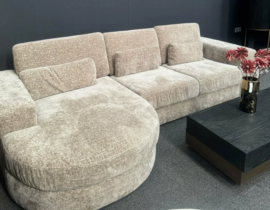 Richmond Interiors Bank Felix lounge links rond + 2.5 zits - Island shitake 124 - Showroommodel Hot