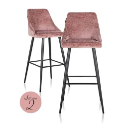 Richmond Interiors Bar stoel Brooke rose chenille (set van 2) (Bergen 705 rose chenille) Hot