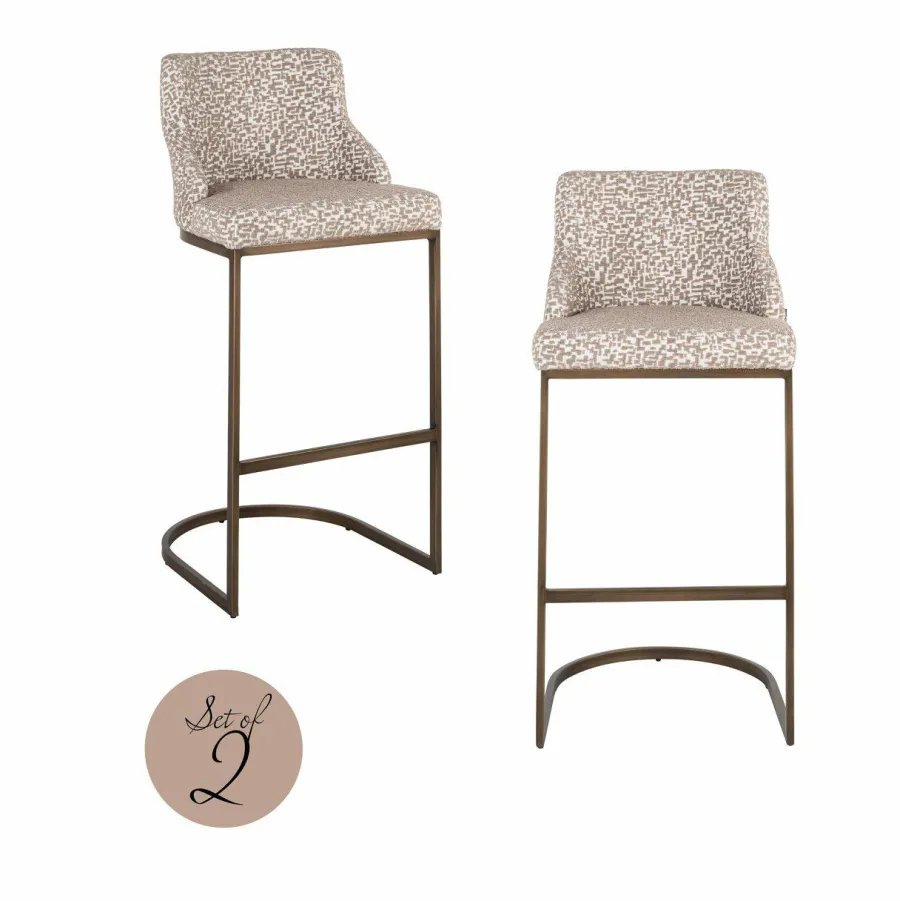 Richmond Interiors Barstoel Bolton natural geo (Set of 2) Outlet