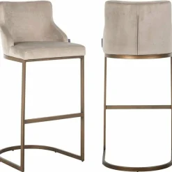 Richmond Interiors Barstoel Bolton khaki velvet geborsteld goud Khaki