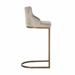 Richmond Interiors Barstoel Bolton khaki velvet geborsteld goud Khaki
