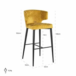 Richmond Interiors Barstoel Taylor mustard fusion Sale
