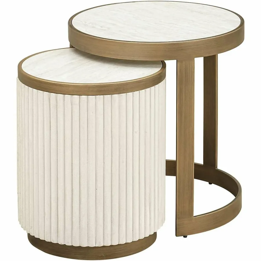 Richmond Interiors Bijzettafel Tivoli set van 2 Wit Discount