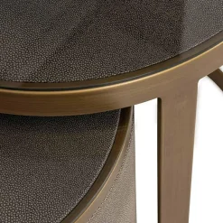 Richmond Interiors Bijzettafel Bloomville met glas set van 2 Goud Clearance