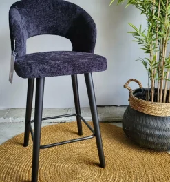 Richmond Interiors Counterstoel Savoy black chenille - Showroommodel Online