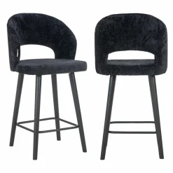 Richmond Interiors Counterstoel Savoy black chenille - Showroommodel Online