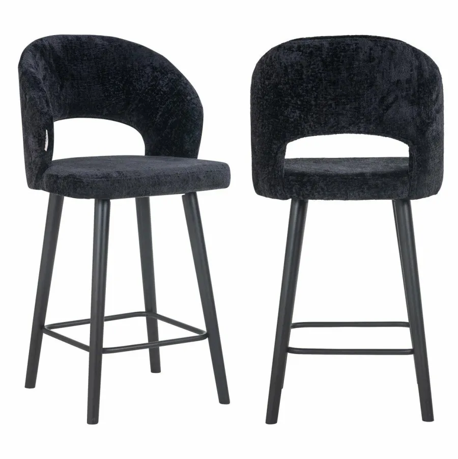 Richmond Interiors Counterstoel Savoy black chenille - Showroommodel Online