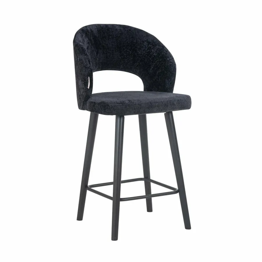 Richmond Interiors Counterstoel Savoy black chenille - Showroommodel Online