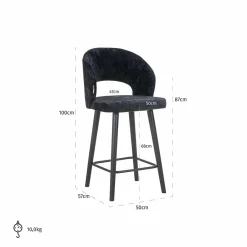 Richmond Interiors Counterstoel Savoy black chenille - Showroommodel Online