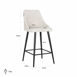 Richmond Interiors Counter stoel Brooke cream unicorn (set van 2) (Unicorn 11 cream) Hot