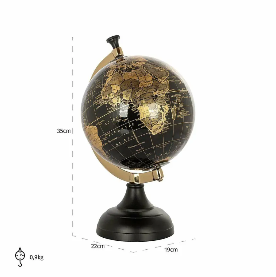 Richmond Interiors Deco object wereldbol Jilly Zwart Hot