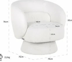 Richmond Interiors Draaifauteuil Senna white furry Sale