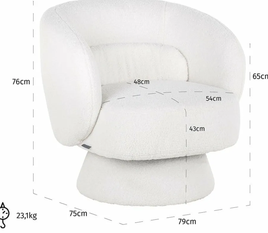 Richmond Interiors Draaifauteuil Senna white furry Sale