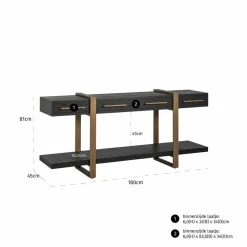 Richmond Interiors Dressoir Cambon 3-laden (Dark coffee) Hot