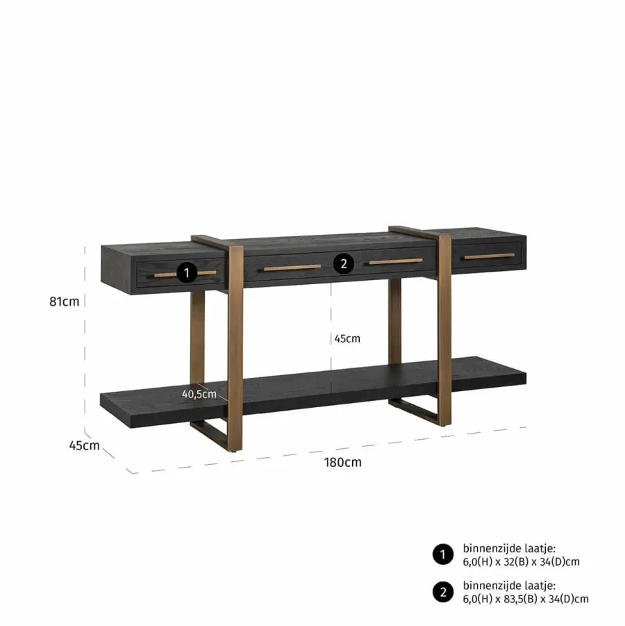 Richmond Interiors Dressoir Cambon 3-laden (Dark coffee) Hot