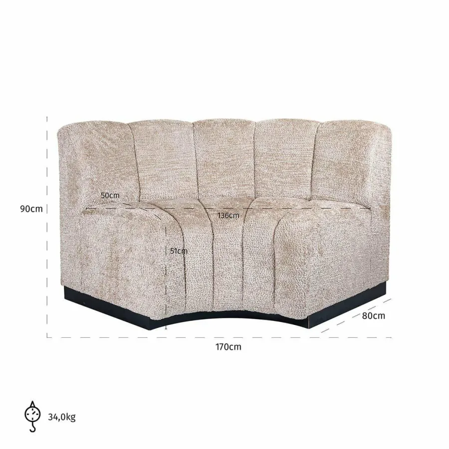 Richmond Interiors Eetkamerbank corner Hillpark lovely beige 170 cm Discount
