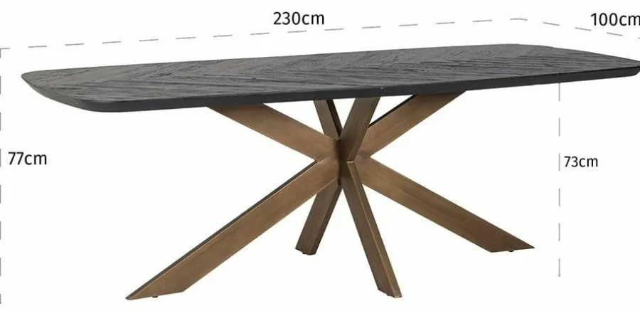Richmond Interiors Eettafel Hayley 280 (Dark coffee) Outlet