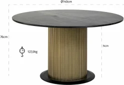 Richmond Interiors Eettafel Ironville Ø140 (Black/gold) New