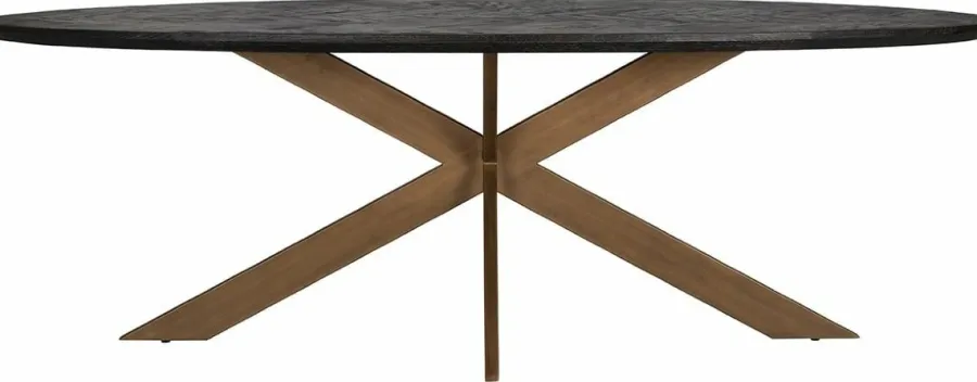 Richmond Interiors Eettafel Blackbone brass ovaal 260 (Black rustic)
