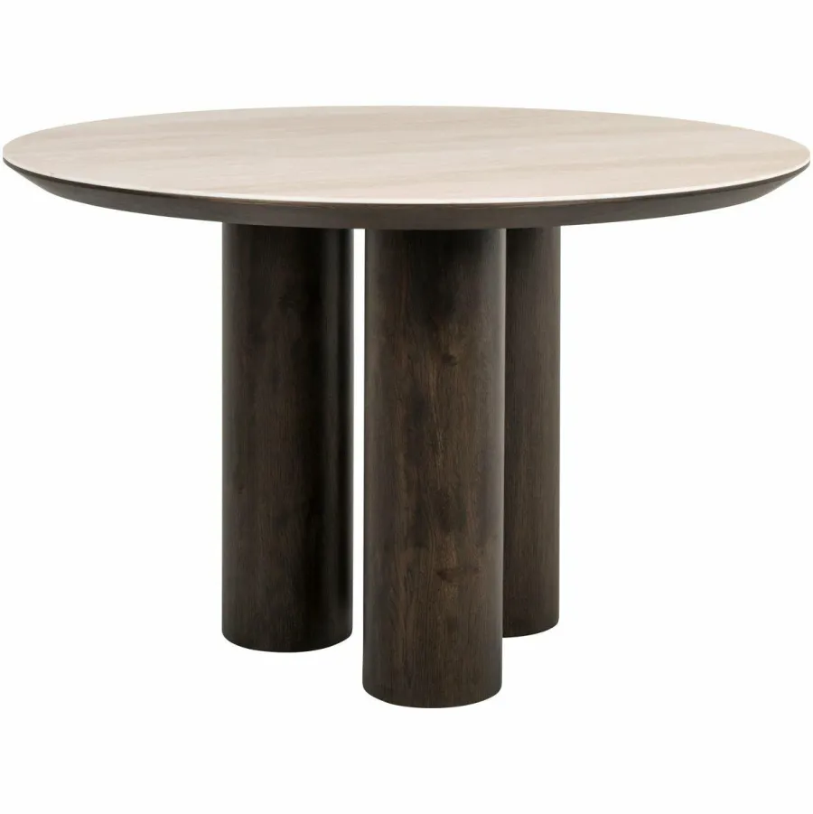 Richmond Interiors Eettafel Ritz Brown Ø120 | | Travertin & Eikenfineer | De Woon Winkel Discount