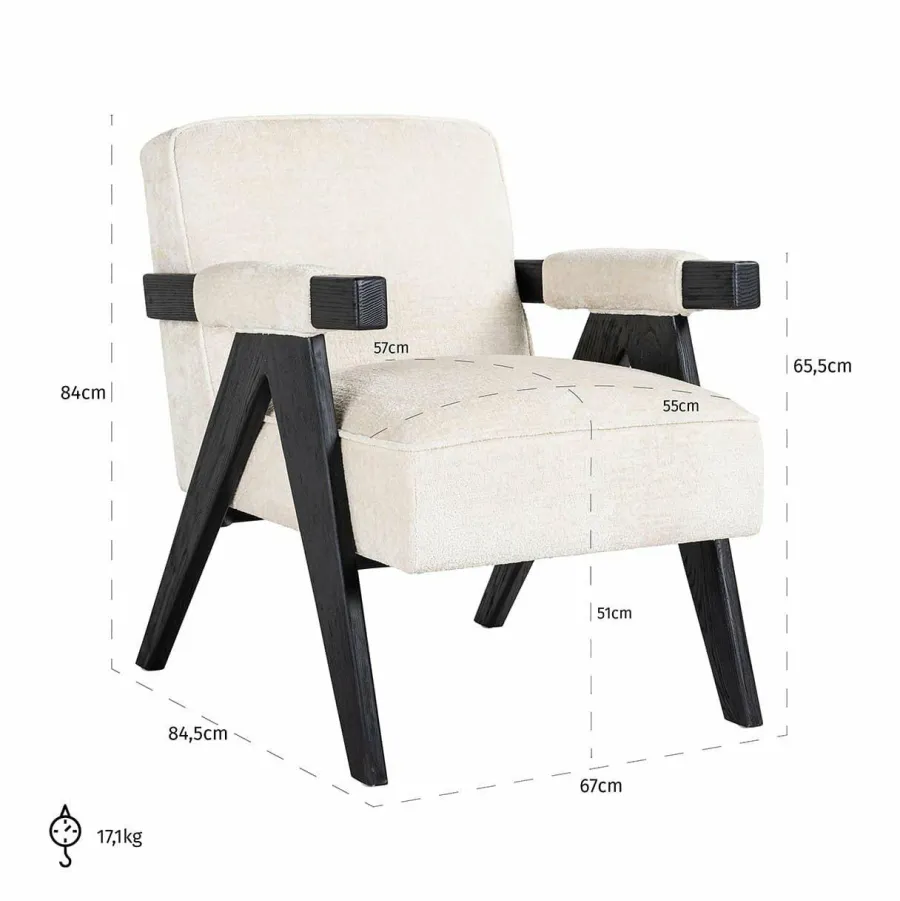 Richmond Interiors Fauteuil Cooper Wit Bergen 900 Wit chenille Outlet
