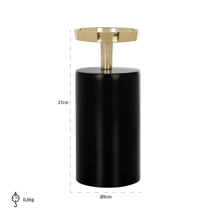 Richmond Interiors Kandelaar Caya klein zwart goud Clearance