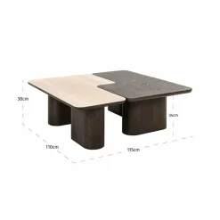 Richmond Interiors Salontafel Nando set van 2 Bruin Clearance