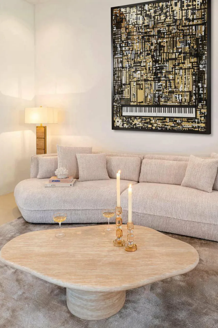 Richmond Interiors Salontafel Fictus Travertine faux Beige Best