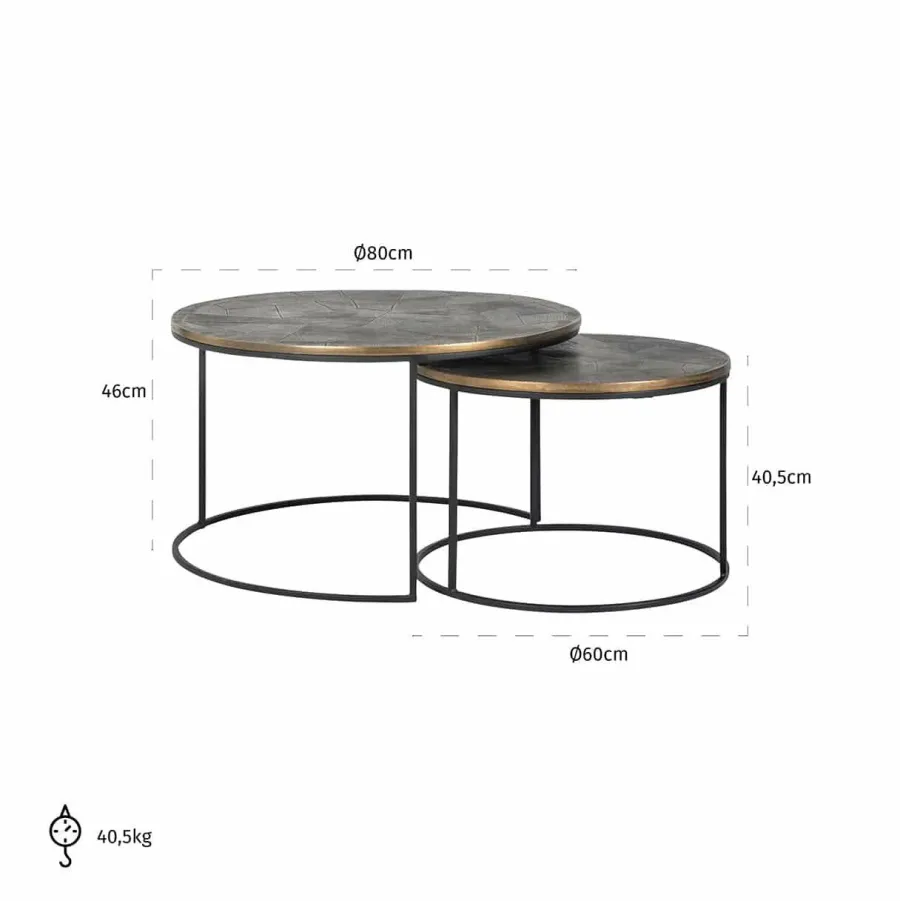 Richmond Interiors Salontafel Tulum set van 2 New