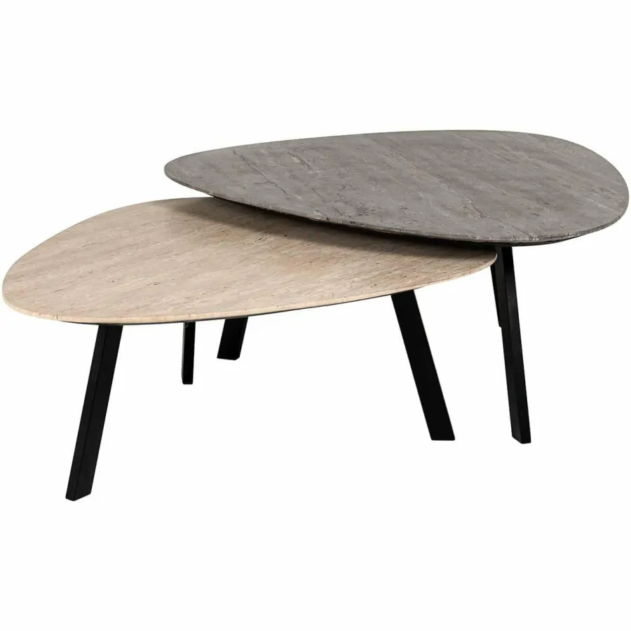Richmond Interiors Salontafel Spencer set van 2 travertine Beige grijs Best