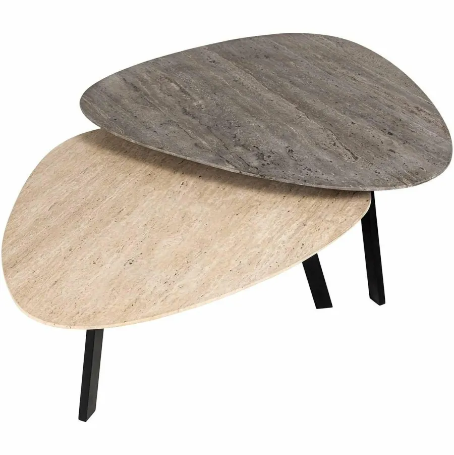 Richmond Interiors Salontafel Spencer set van 2 travertine Beige grijs Best
