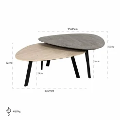 Richmond Interiors Salontafel Spencer set van 2 travertine Beige grijs Best