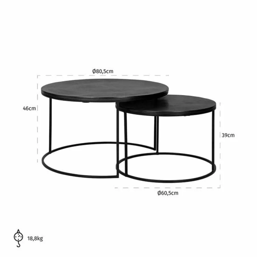 Richmond Interiors Salontafel bolder set van 2 aluminium New