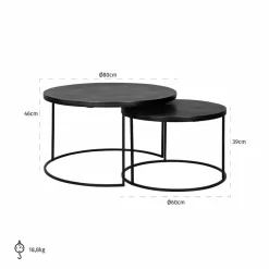 Richmond Interiors Salontafel bolder set van 2 aluminium New