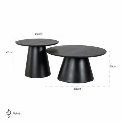 Richmond Interiors Salontafel Jazz set van 2 zwart