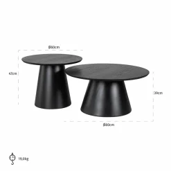 Richmond Interiors Salontafel Jazz set van 2 zwart