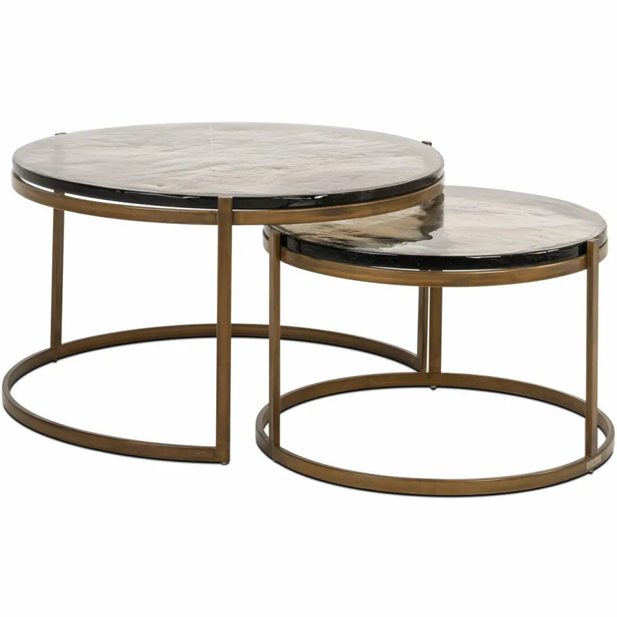 Richmond Interiors Salontafel Cleo goud (Set van 2) New