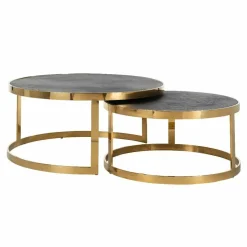 Richmond Interiors Showroommodel Salontafel Blackbone gold set van 2 Black rustic New