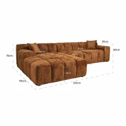 Richmond Interiors Sofa Cube 3-zits + lounge links Be Lovely 603 Cinnamon Hot