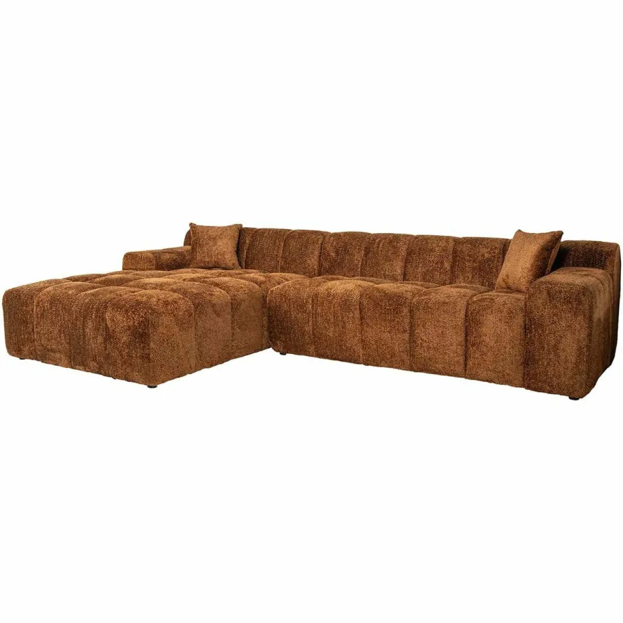 Richmond Interiors Sofa Cube 3-zits + lounge links Be Lovely 603 Cinnamon Hot